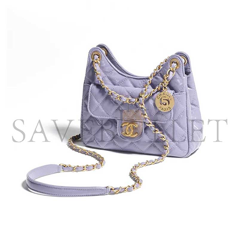 CHANEL MASTER CRUMPLED CALFSKIN HOBO BAG SMALL AGED GOLD HARDWARE AS4323 (19*17*6cm)